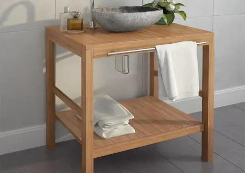 Dulap de chiuvetă baie, 74x45x75 cm, lemn masiv de tec - 1/5