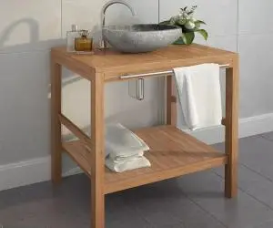vidaXL Dulap de chiuvetă baie, 74x45x75 cm, lemn masiv de tec