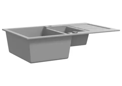 Chiuvetă de bucătărie din granit cu două cuve, gri - 3/5