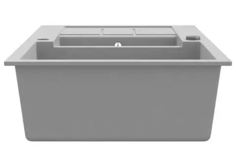 Chiuvetă de bucătărie din granit cu două cuve, gri - 5/5