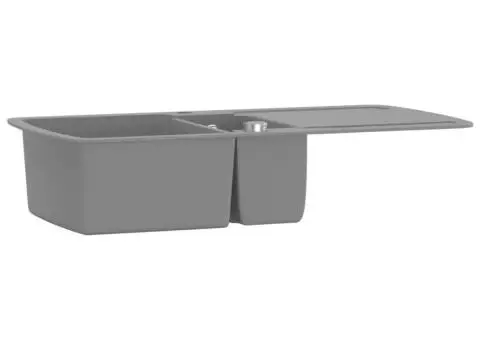 Chiuvetă de bucătărie din granit cu două cuve, gri - 3/5