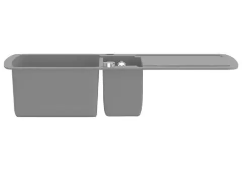 Chiuvetă de bucătărie din granit cu două cuve, gri - 4/5