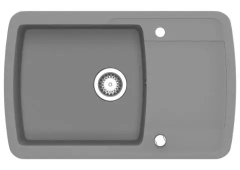 Chiuvetă de bucătărie din granit cu o cuvă, gri - 2/5