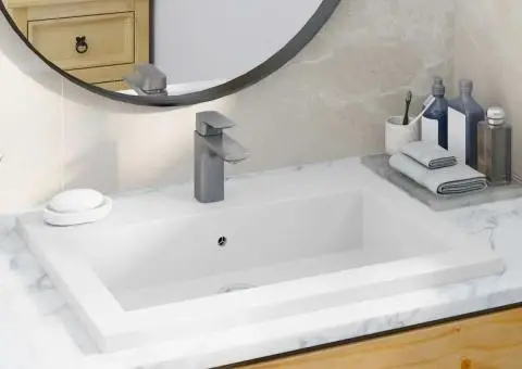 Chiuvetă din granit, alb, 600 x 450 x 120 mm - 1/5