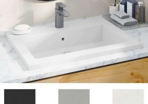 Chiuvetă din granit, alb, 600 x 450 x 120 mm - 3/5