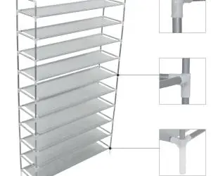 vidaXL Raft încălțăminte 10 etajere, metal și textil nețesut, argintiu