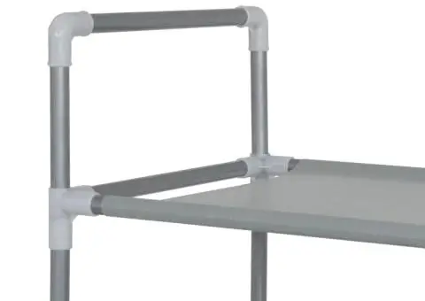 Raft încălțăminte 10 etajere, metal și textil nețesut, argintiu - 5/5