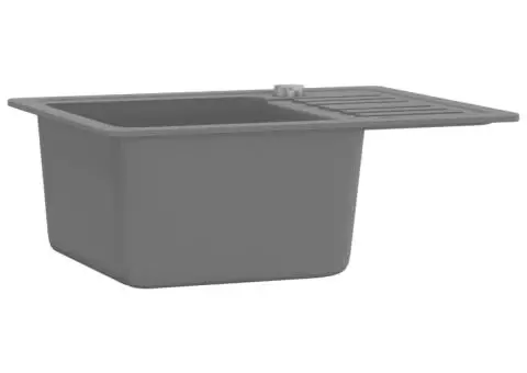 Chiuvetă de bucătărie din granit cu o cuvă, gri - 3/5