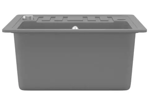 Chiuvetă de bucătărie din granit cu o cuvă, gri - 4/5