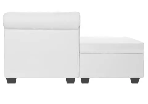Canapea Chesterfield în formă de L, piele artificială, alb - 3/5