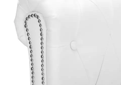 Canapea Chesterfield în formă de L, piele artificială, alb - 4/5