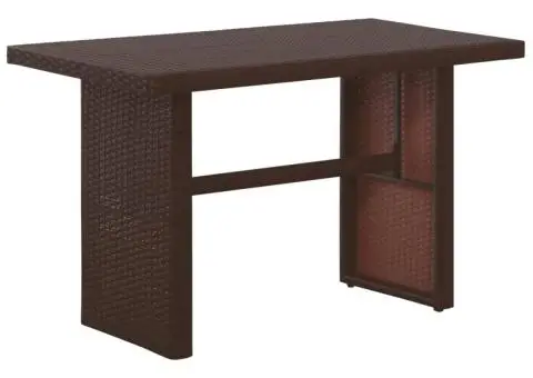 Set mobilier bistro cu perne, 3 piese, maro, poliratan - 4/5
