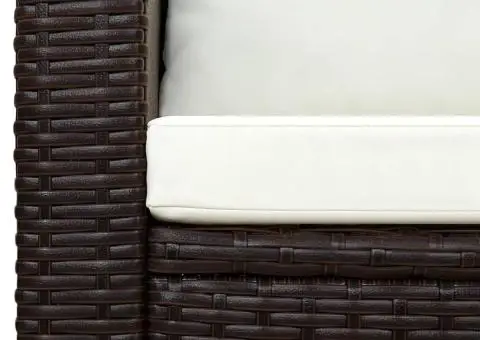 Set mobilier bistro cu perne, 3 piese, maro, poliratan - 5/5