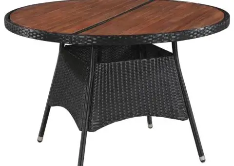 Masă de grădină, 115 x 74 cm, poliratan și lemn masiv de acacia - 1/3