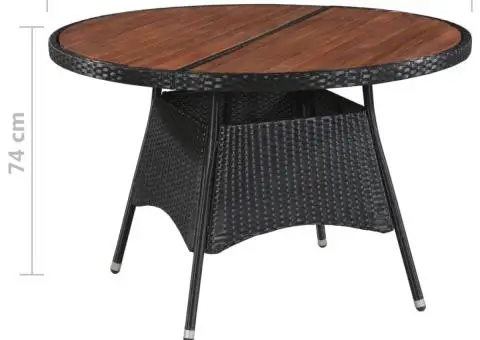 Masă de grădină, 115 x 74 cm, poliratan și lemn masiv de acacia - 3/3