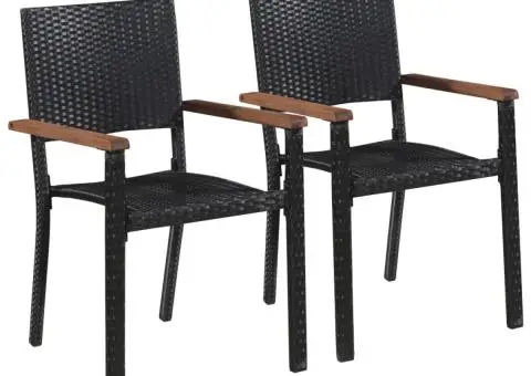 Scaune de exterior, 2 buc., negru, poliratan - 1/5