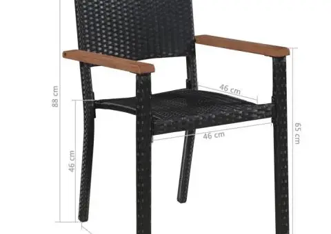 Scaune de exterior, 2 buc., negru, poliratan - 5/5