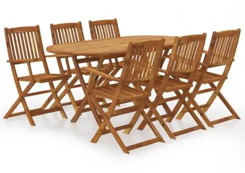 Set mobilier de exterior pliabil, 7 piese, lemn masiv de acacia - 1/5