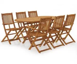 vidaXL Set mobilier de exterior pliabil, 7 piese, lemn masiv de acacia