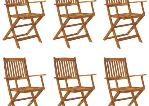 Set mobilier de exterior pliabil, 7 piese, lemn masiv de acacia - 2/5