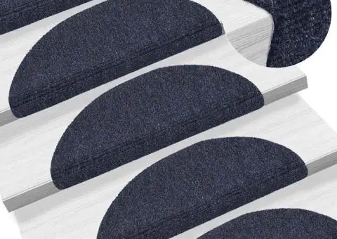 Covorașe autoadezive pentru scări, 15 buc., 56x17x3 cm, semirotunde, albastre - 5/5