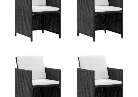 Set mobilier de exterior cu perne, 5 piese, negru, poliratan - 2/5