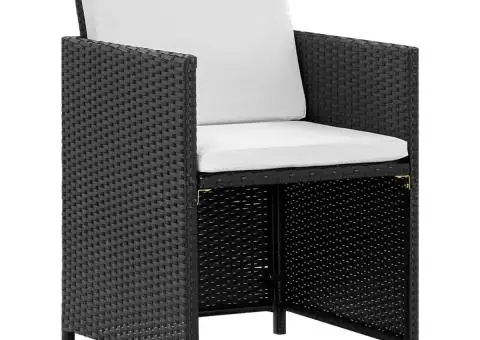 Set mobilier de exterior cu perne, 5 piese, negru, poliratan - 3/5