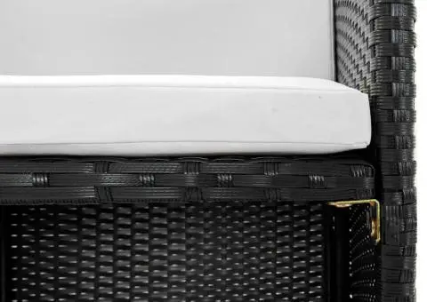 Set mobilier de exterior cu perne, 5 piese, negru, poliratan - 4/5