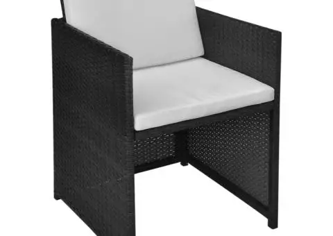 Set bistro, 3 piese, negru, poliratan și lemn de acacia - 5/5