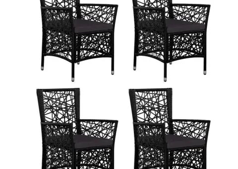 Set mobilier de exterior, 5 piese, negru, poliratan - 3/5