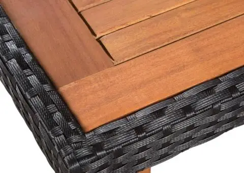 Set mobilier de exterior, 5 piese, negru și maro, poliratan - 5/5