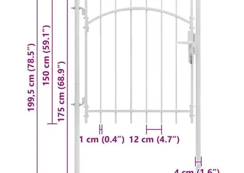 Poartă de grădină, alb, 1 x 2 m, oțel - 5/5