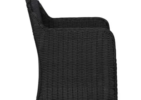 Fotolii de exterior cu perne, 2 buc., negru, poliratan - 4/5