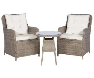 vidaXL Set bistro cu perne de șezut & spate, 3 piese, maro, poliratan