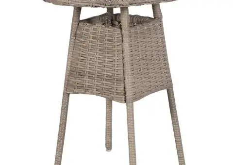 Set bistro cu perne de șezut & spate, 3 piese, maro, poliratan - 3/5