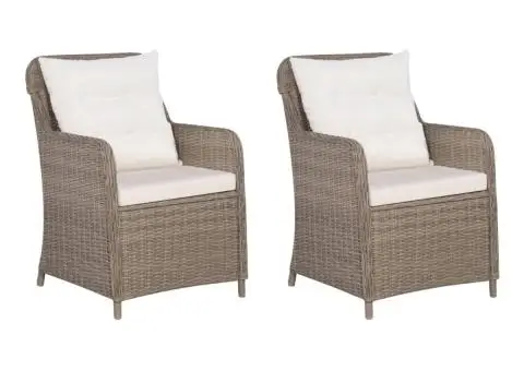 Set bistro cu perne de șezut & spate, 3 piese, maro, poliratan - 5/5