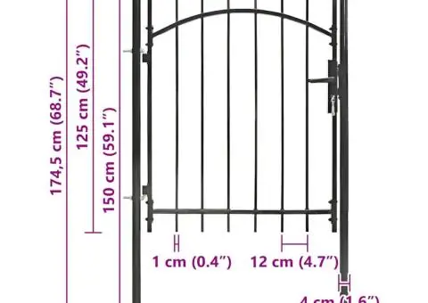 Poartă de grădină, negru, 1 x 1,75 m, oțel - 5/5