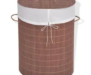 vidaXL Coș de rufe din bambus, oval, maro