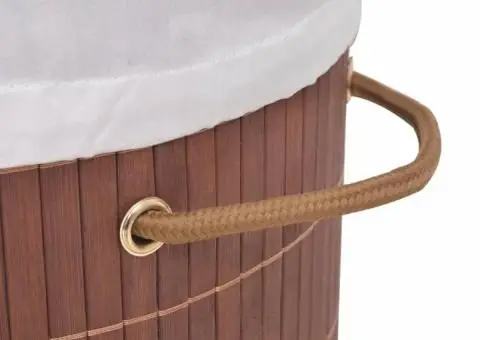 Coș de rufe din bambus, oval, maro - 4/5