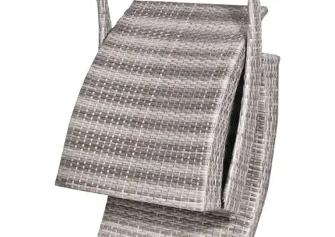 Șezlong de plajă pliabil cu pernă, gri, poliratan - 3/5