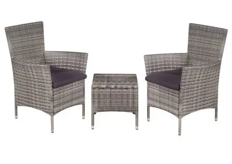 Set mobilier bistro, 3 piese, gri, poliratan - 1/5