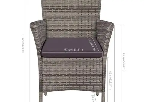 Set mobilier bistro, 3 piese, gri, poliratan - 5/5