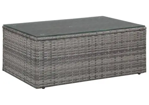 Set mobilier de grădină cu perne, 4 piese, gri, poliratan - 4/5