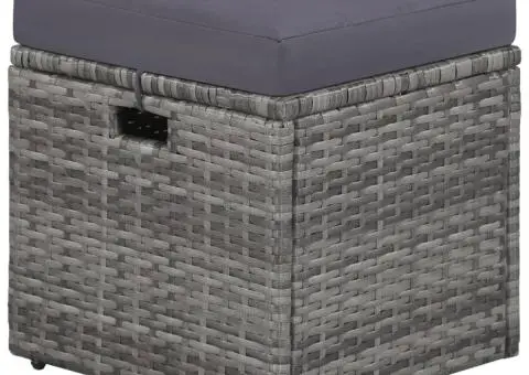 Set mobilier de grădină cu perne, 4 piese, gri, poliratan - 5/5