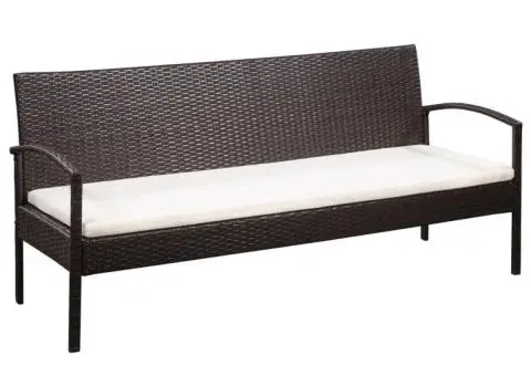 Set mobilier de grădină cu perne, 5 piese, maro, poliratan - 2/5