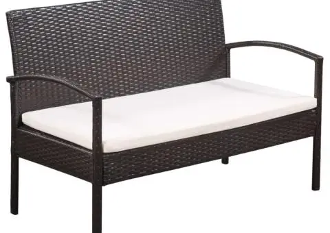 Set mobilier de grădină cu perne, 5 piese, maro, poliratan - 3/5