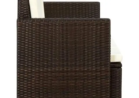 Canapea de grădină cu 2 locuri, cu perne, maro, poliratan - 3/5