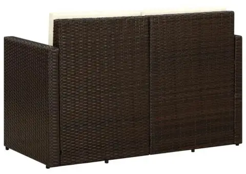 Canapea de grădină cu 2 locuri, cu perne, maro, poliratan - 4/5