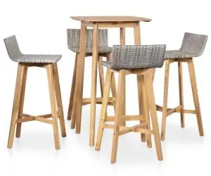 vidaXL Set mobilier de exterior, 5 piese, lemn masiv de acacia