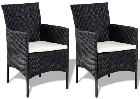 Set mobilier de grădină cu perne, 4 piese, negru, poliratan - 2/5